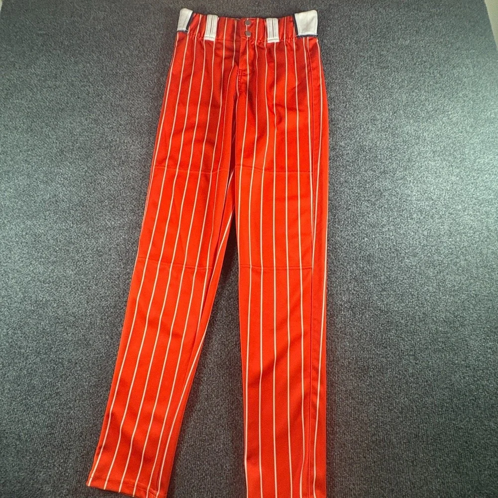Prolook Five Cities Babe Ruth Baseball Pants Youth 26x29.5 Orange Pinstriped #21